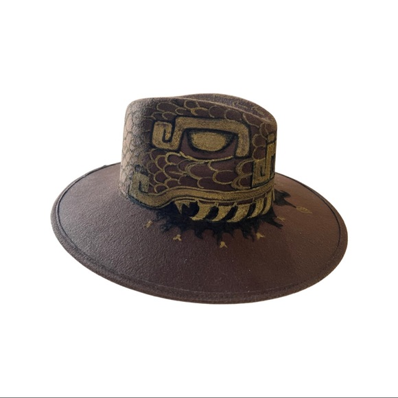 Hand Painted Summer Hat by Local Artist. Mexican Indigenous Painted artwork. - Picture 2 of 4